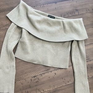 Wild Fable Green Knit Off The Shoulder Long Sleeve Sweater Women's Size M